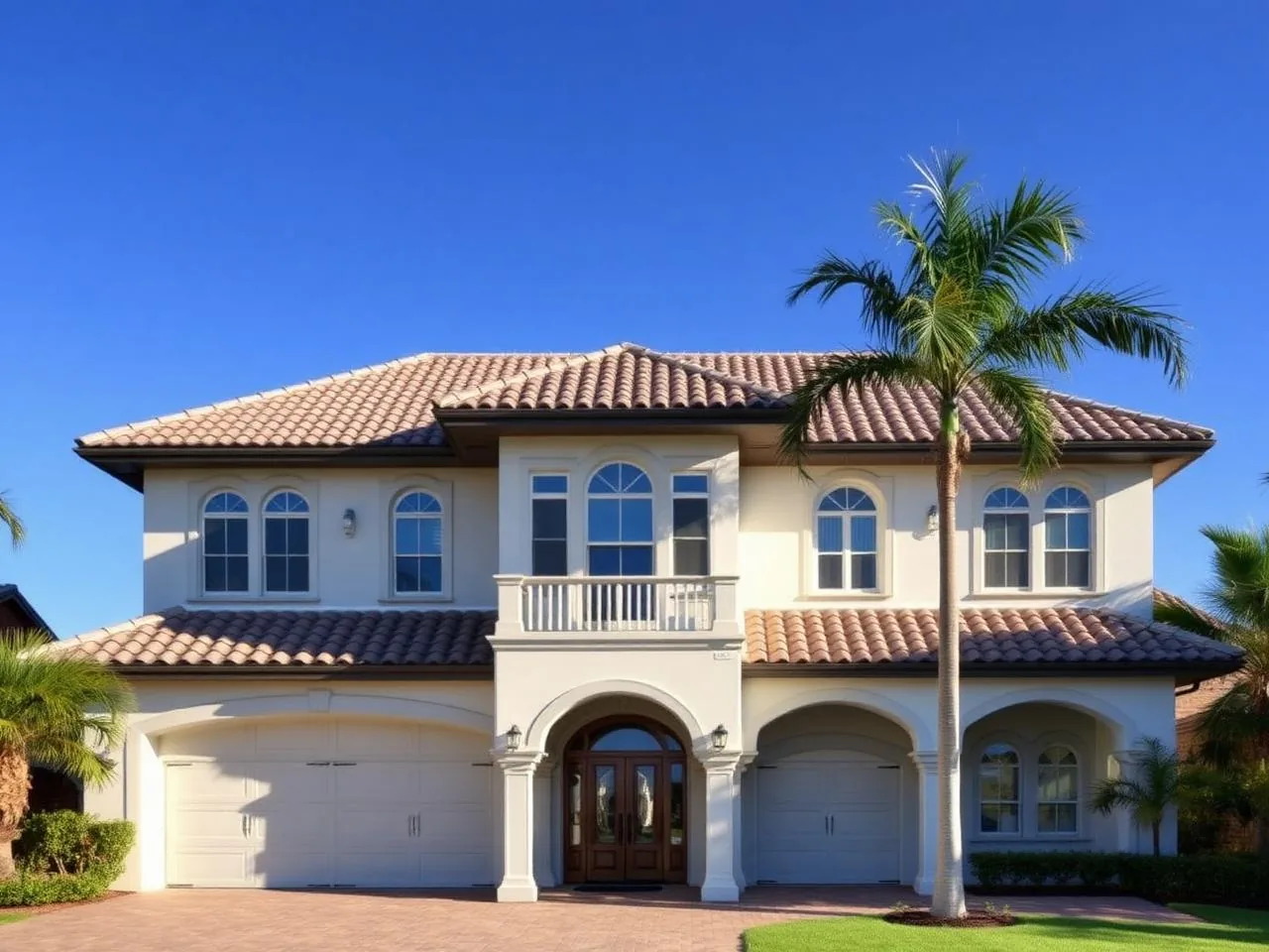 Restored barrel tile roof on a Miami home after a professional soft wash
