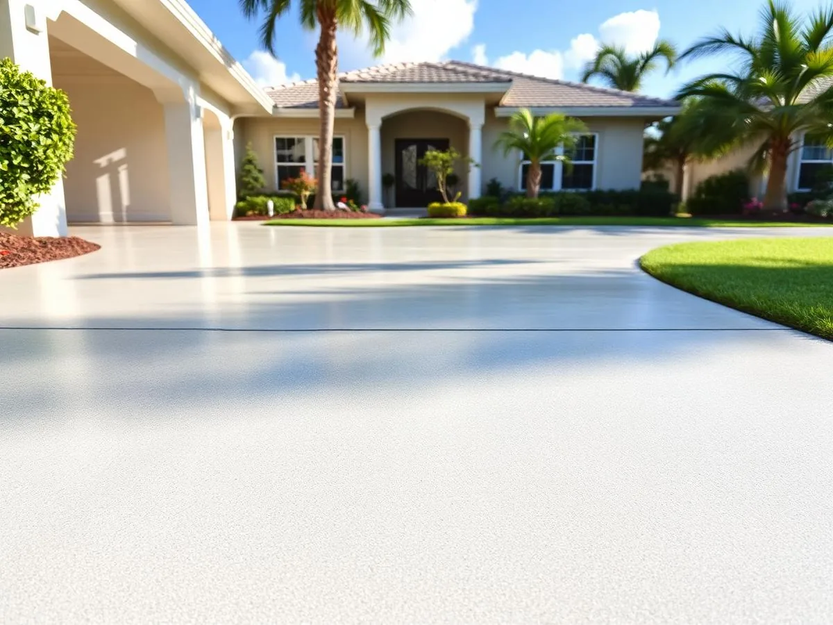 The same driveway restored to a bright even finish after cleaning